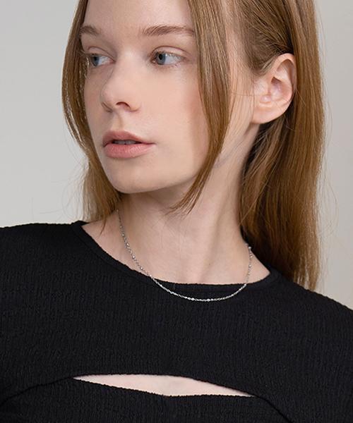 Scaletto Scu004 [Surgical Steel] Meteor Bead Chain Necklace