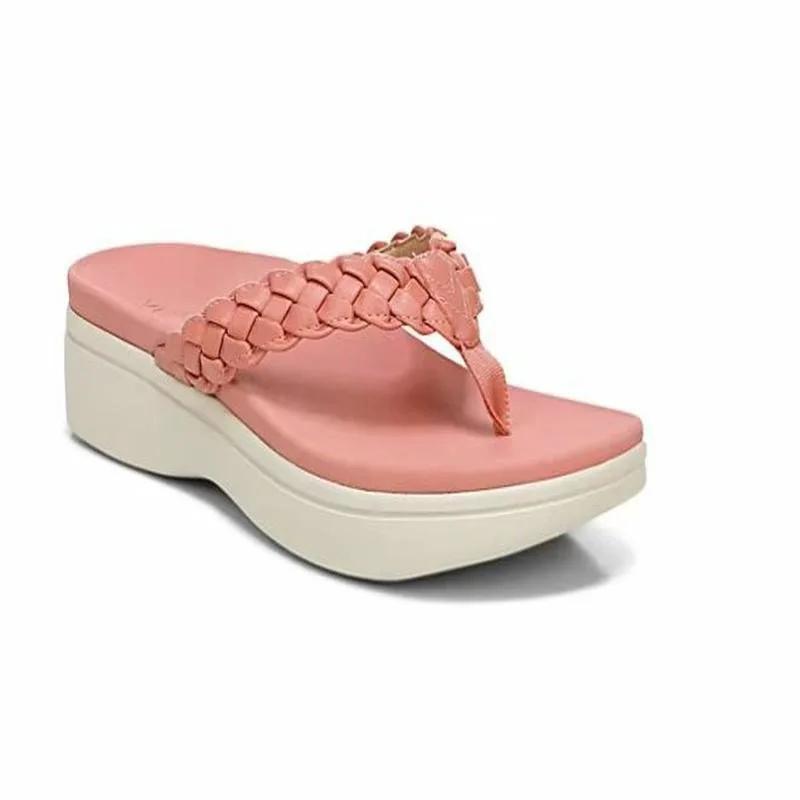 Fashion Pantoufles à Semelles Compensées pour Femme, Sandales Plates Décontractées, Pantoufles de Plage d'Été, Tongs, Grande Taille