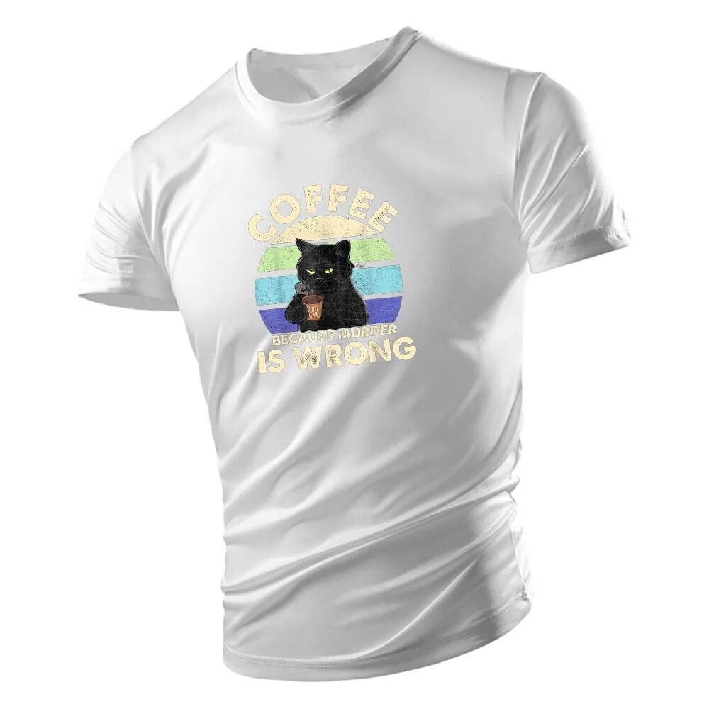 Summer Cartoon Cat Print Men'S Daily Crew Neck Short Sleeve 2023 New Casual T-Shirt Sports Style Comfortable Lightweight Style