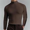 Camisa de manga larga ajustada para hombre con cuello alto, suave, elástica, capa base casual
