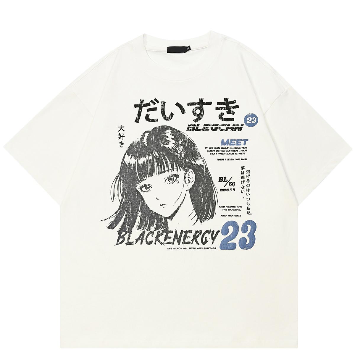 

Футболка с рисунком в стиле «уличный стиль» в стиле японского аниме, хлопковая футболка, унисекс, топы, футболки, летние футболки с короткими рукавами XXL