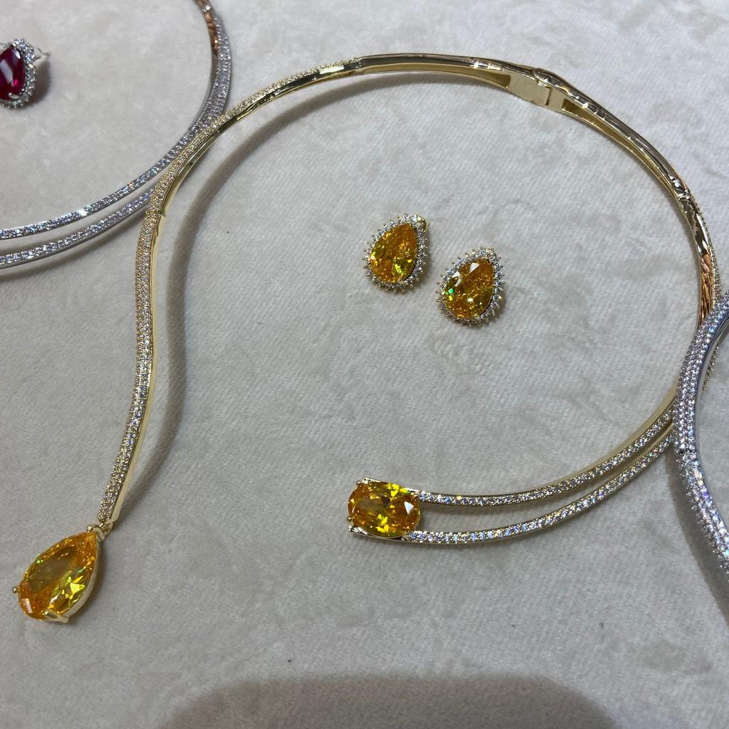 Gemstone Inlaid Zircon Necklace Neck Chain Niche Versatile Light Luxury Elegant Woman