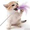 Feather Interactive Cat Toy 42cm Length Cat Toy with Bell Funny Feather Playing Stick  for Cats