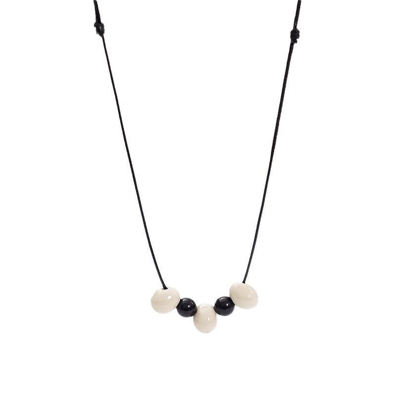 Ceramic Sweater Chain, Retro Ethnic Style Clothing Accessories, Geometric Autumn And Winter Sweater Necklace Stall