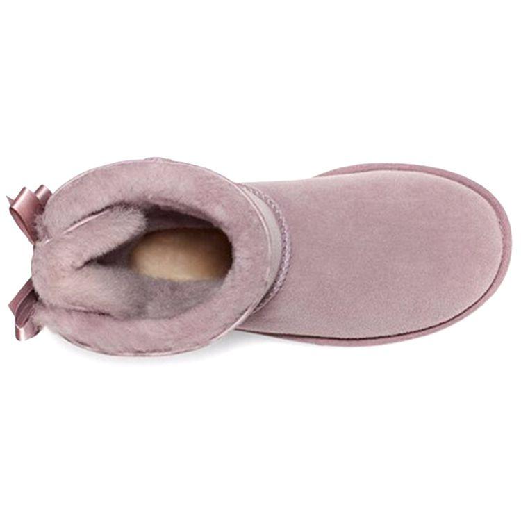 UGG Bailey Bow Ii Warm And Durable Short Mid-Calf Snow Boots Women Boots Pink Purple 1016225-SHAD