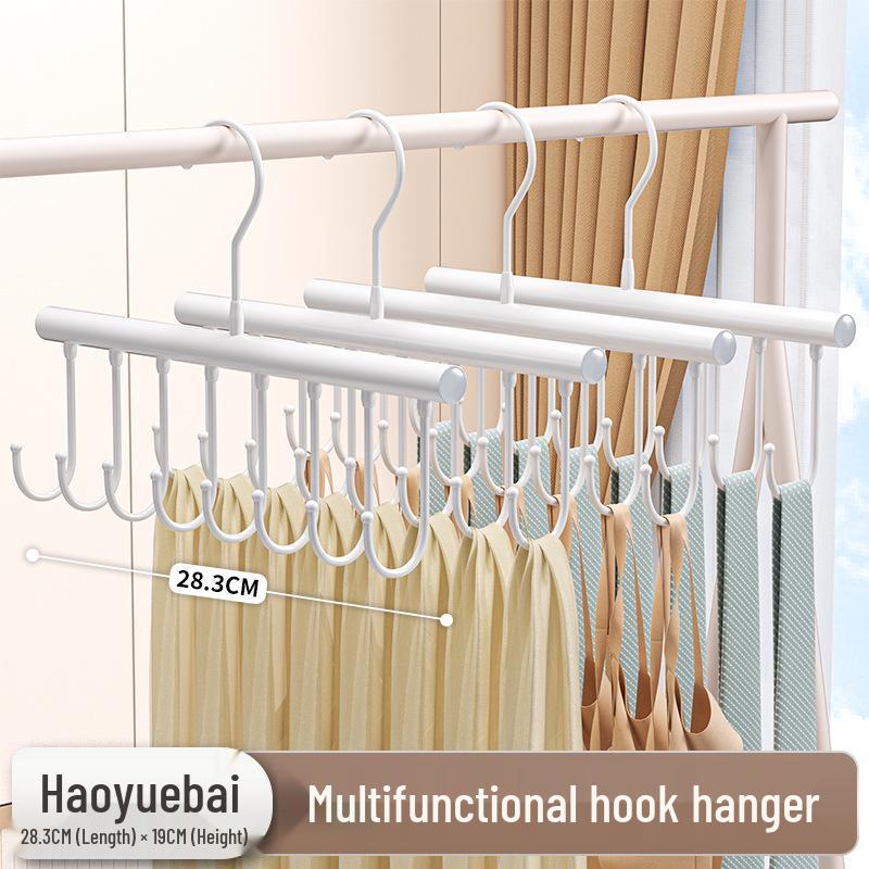Percha Multifuncional de Madera Maciza con Tirantes y Múltiples Ganchos para Uso en el Hogar y el Dormitorio