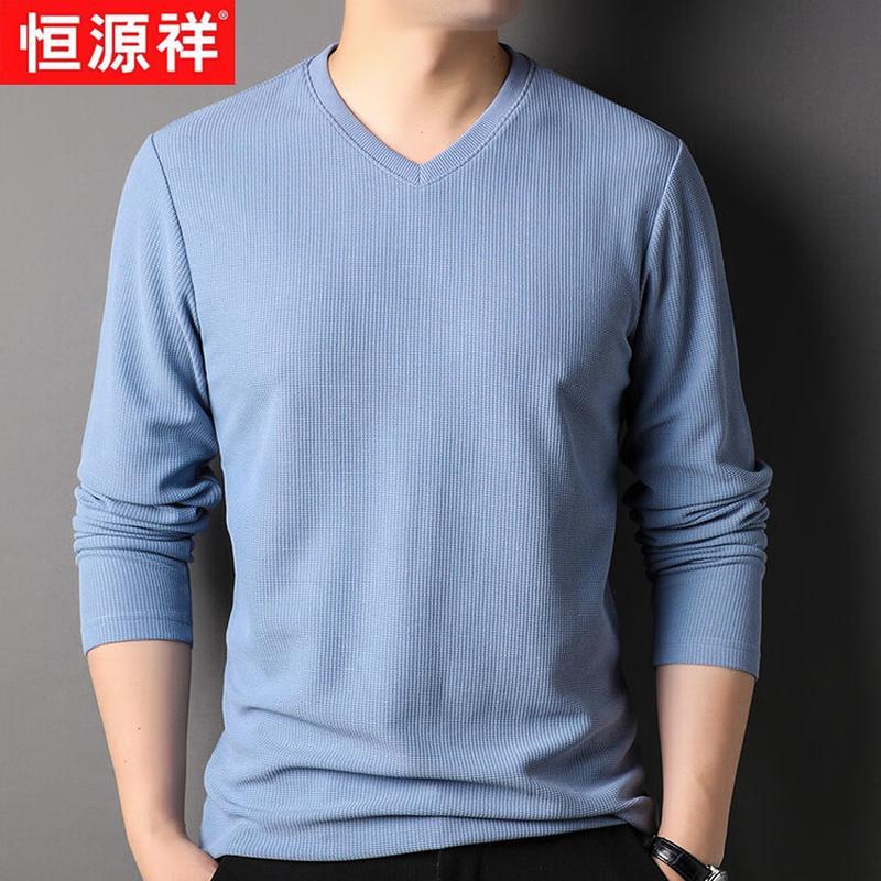 Men s V-Neck Waffle Knit Long-Sleeve T-Shirt 52