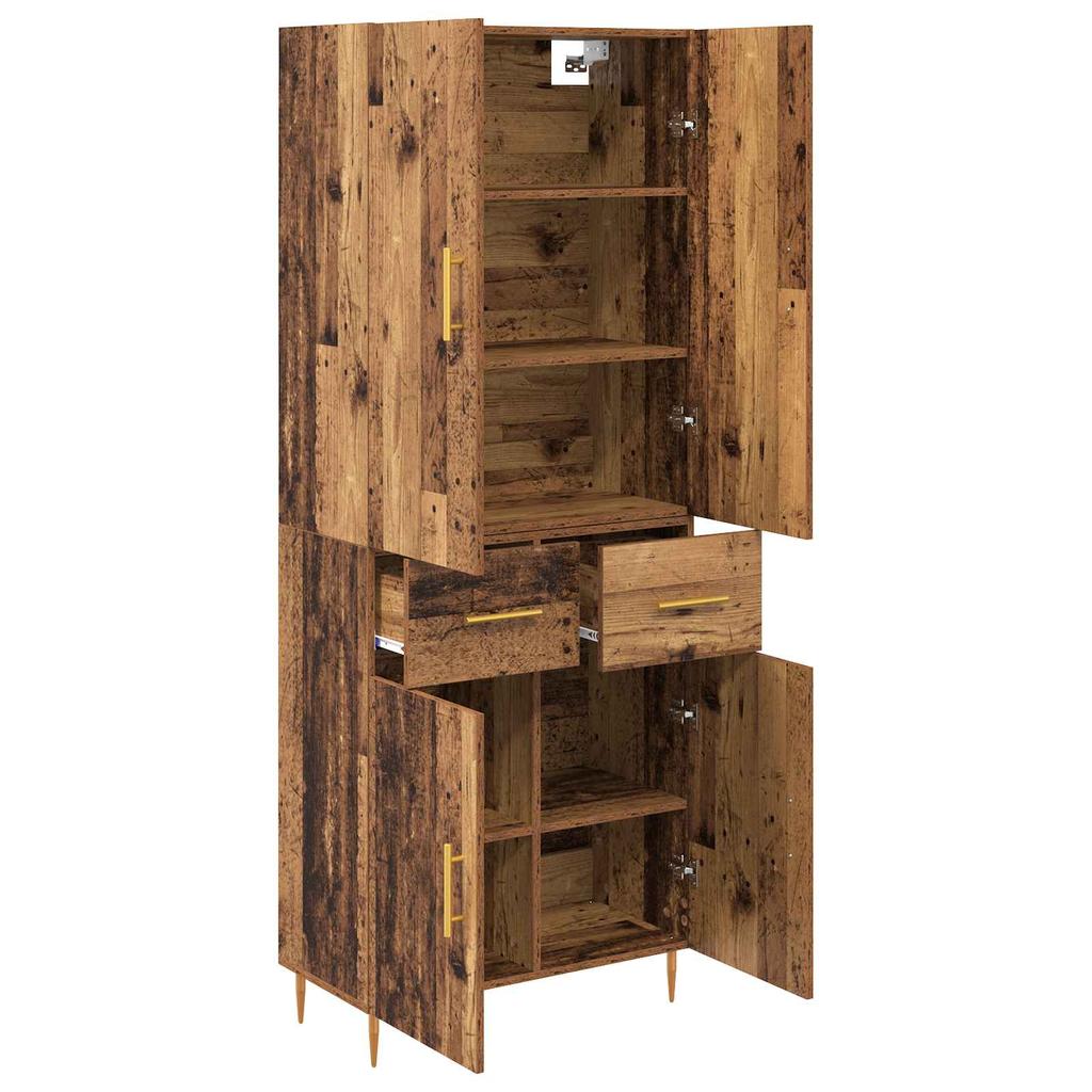Wall Mounted Highboard Reclaimed Wood Look 69.5 x 34 x 180 cm Engineered Wood