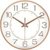 PATIKIL 8 Inch Wall Clock, Battery Operated Silent Non-Ticking Round Modern Wall Clock for Kitchen Office Bedroom Decor, Gold
