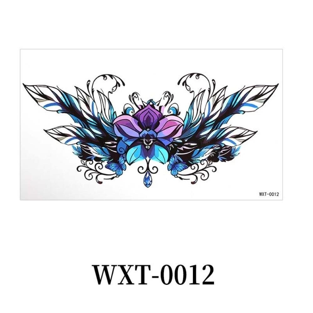 Crown Cross Wing Floral Body Art Sticker 3D Texture Temporary Tattoo Women