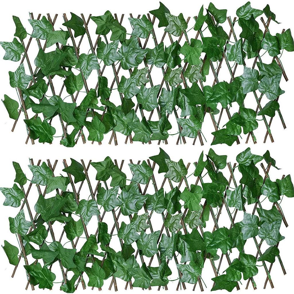 Ivy Vine Wooden Fence Panel - Artificial Plant Courtyard Screening Decoration