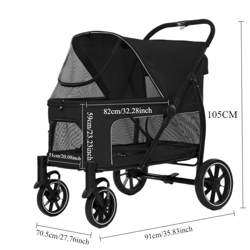 

40KG Large Pet Strollers Cats Dogs Wheel Folding Dogcart Luxury Outdoor Transport Dog Strollers Pet Carrier Trolley Supplies чёрный