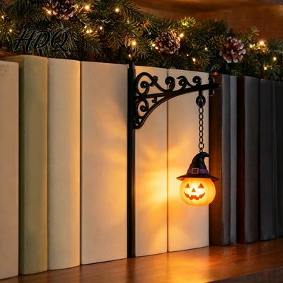 Halloween Themed Gift Iron Library Lamp Vintage Bookshelf Light with Ghost Pumpkin Bat Retro Street Lamp Decor Pendants Reading Nook Nightlight