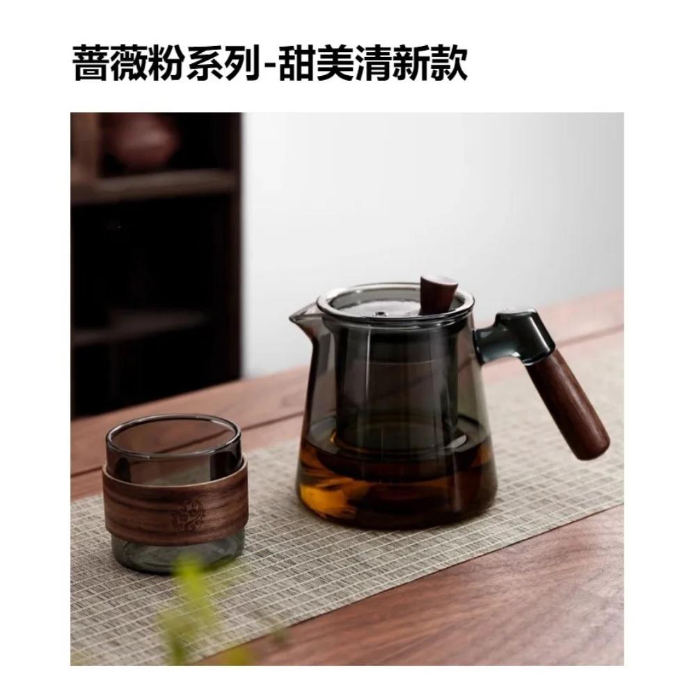 Seitliche Teekanne Glas Teebereiter elektrischer Tonofen Hochtemperatur-Brüh-Teekanne Holz Einzelkanne Filter Kung Fu Tee-Set