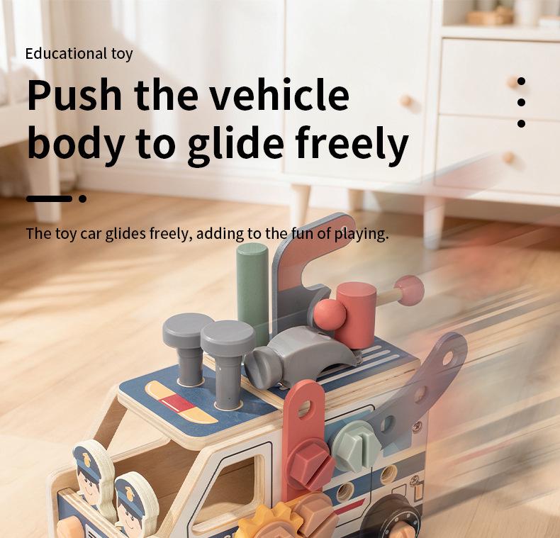 Children's Wooden Educational Tool Cart: Disassemble & Assemble Nuts and Screws for Hands-On Learning