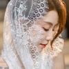 Mid-Length Catholic Veil Black White Wedding Veils Elegant Women Shawl