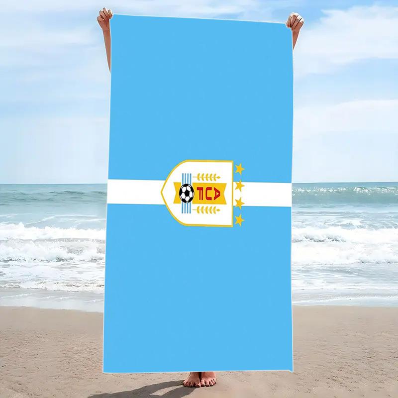 Uruguay Celeste Football Print Beach Towel, Large Soft Quick Dry Towel for Beach Camping Swimming