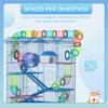5-Tier Hamster and Rodent Cage, Hamster Cage with Colored Tubes, Wheel, House and Accessories Included, 47x30x59 Cm, Blue