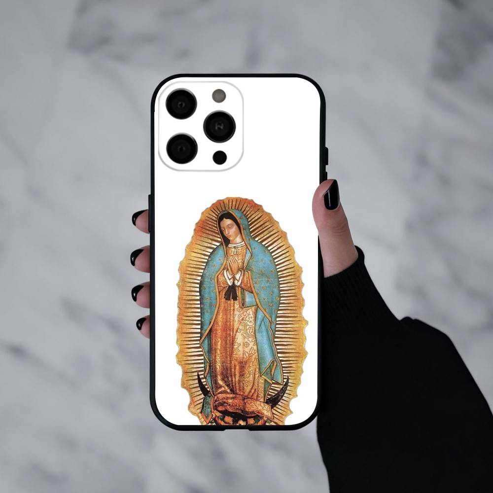 Virgin De Guadalupe Phone Case For iPhone 17pro,16,15,14,13,12,11 Plus,Pro Max,XS,Soft Silicone Black Cover