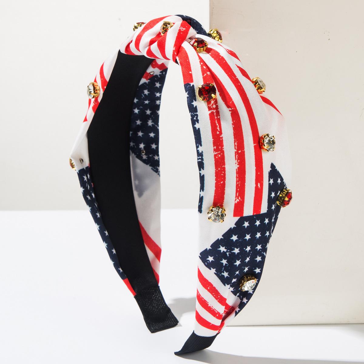 

New Style Hairband Featuring Creative Five-pointed Star Pattern, with Striped Star Fabric Hair Accessory for The Head Striped red