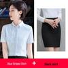 Women's Striped Professional Short Sleeve Shirt - Summer 2026 Slim Fit Formal Top for Business and Interviews