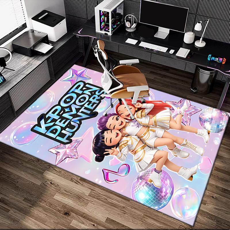 1pc General-purpose Rug, Kpop Demon Hunters Printed Area Rug, Comfortable Office Chair Carpet, Home Entrance Floor Mat