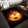 "Fiery Soccer Ball Design Carpet for Living Room, Modern Style Rug" Suitable for Use As an Anti-slip for Living Room Bedroom Sofas