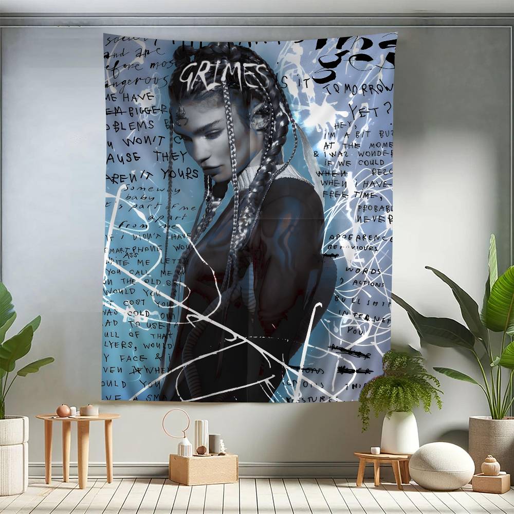 Singer Grimes Colorful Tapestry Wall Hanging Hanging Tarot Hippie Wall Rugs Dorm Wall Art Decor