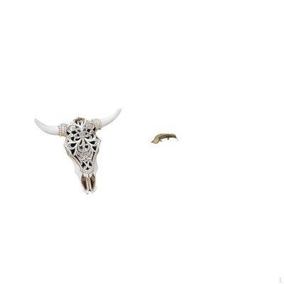 Tribal Bull Head Sculpture And Copper Salamander Animal Figurine Hanging Art for Office Farmhouse
