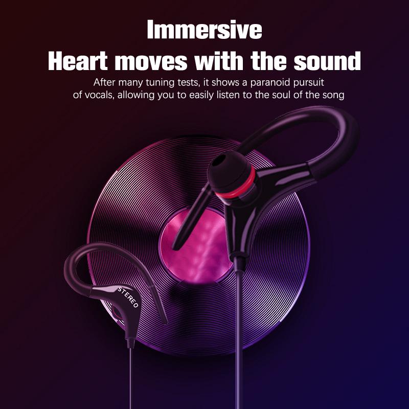 3.5Mm Wired Headphones Earhook Stereo Hanging Ear Type Earphones Sports Running Earphones Ear Hook Headset Earphones