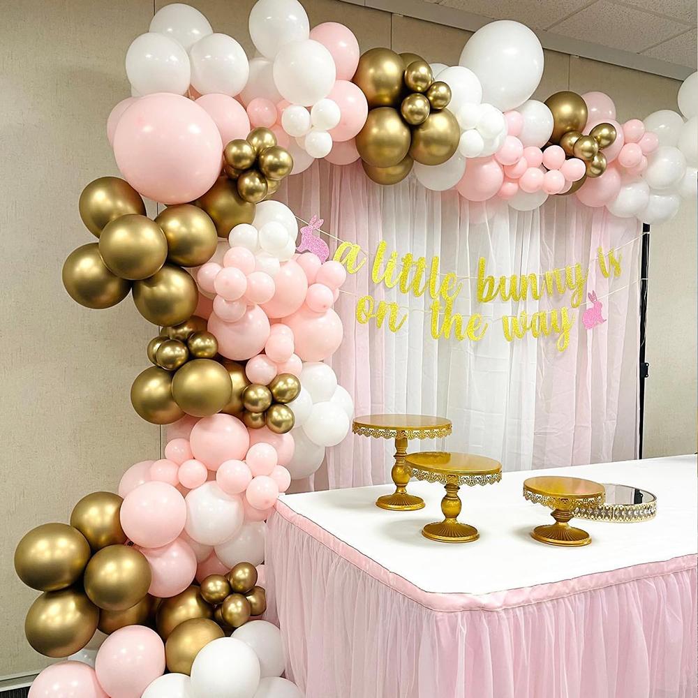 Pastel Pink Balloons Garland White Gold Latex Ballon Arch Kit Baby Shower Gender Reveal Birthday Party Wedding Decoration Globos