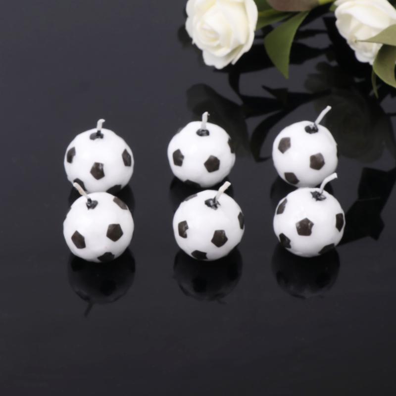 6Pcs/Set Soccer Ball Football Candles For Birthday Party Kid Supplies Decoration