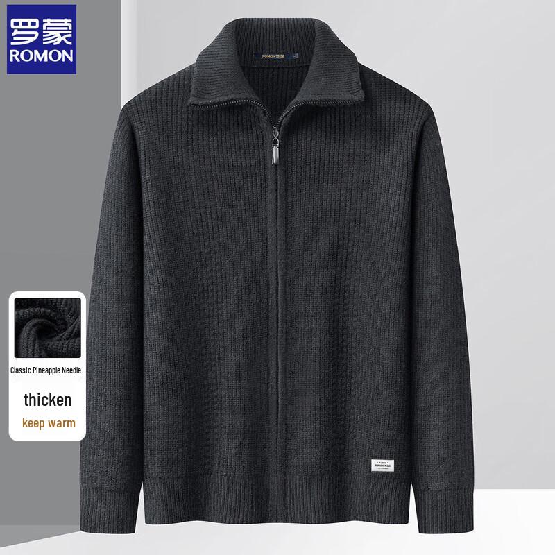 

Romon Men s Classic Pineapple Knit Turn-down Collar Cardigan 3XL