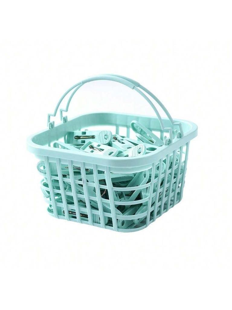 1 Set/30pcs Plastic Clothes Pins, Clothes Drying Clips, Windproof Clothes Clips, Small Clothes Pegs (With Basket)Clothes Storage