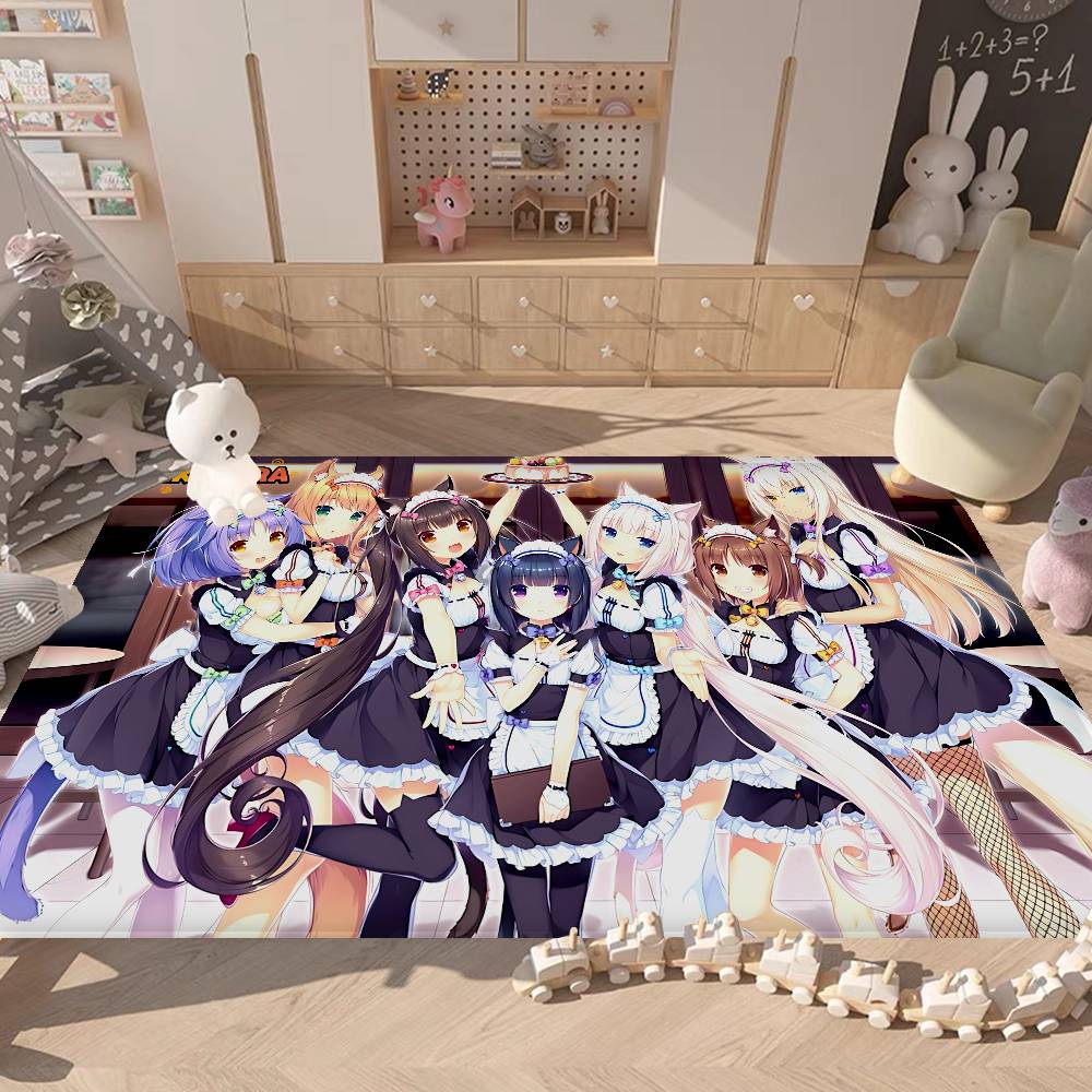 Nekopara Anime Room Mats Anti-slip Absorb Water Long Strip Cushion Bedroon Mat Household Carpets