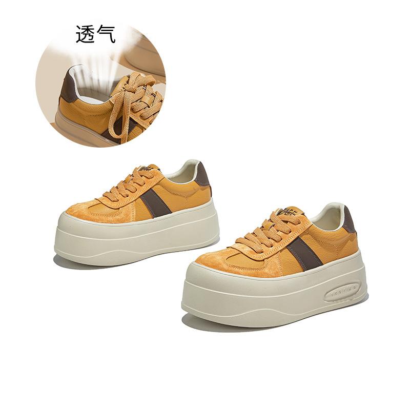 Foam sole leather little white shoes autumn new thick sole heightening sports board shoes casual versatile shoes women's