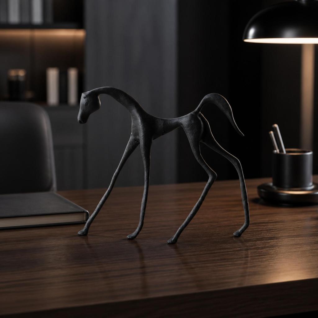 Alloy Horse Decor Statue Modern Geometric Figurine Contemporary for Display Shelf, Hotel