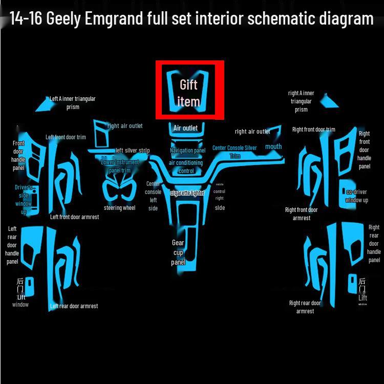 14-16 New Emgrand EC7 Interior Console Gear Wrap Sticker for Center Console Decor Modification