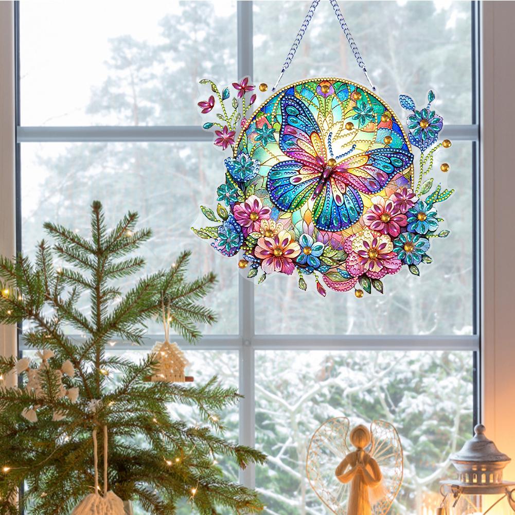 PET Double Sided Special Shaped Flower Animal Rhinestone Diamond Art Window Pendants Diamond Painting Hanging Decor for Beginner