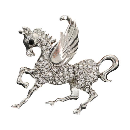 Brooch Pin Horse Design Enamel Pin with Imitation Crystals Enamel Faux Pearls Fairy Tale Brooch Artistic Accessories
