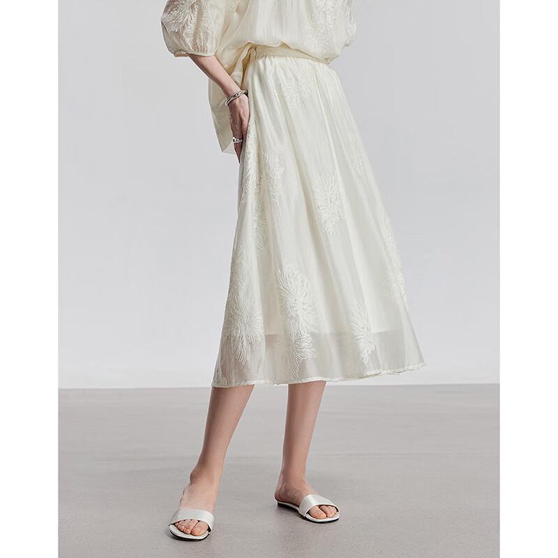 Chuyu 2025 Summer Embroidered Lyocell A-Line Maxi Skirt