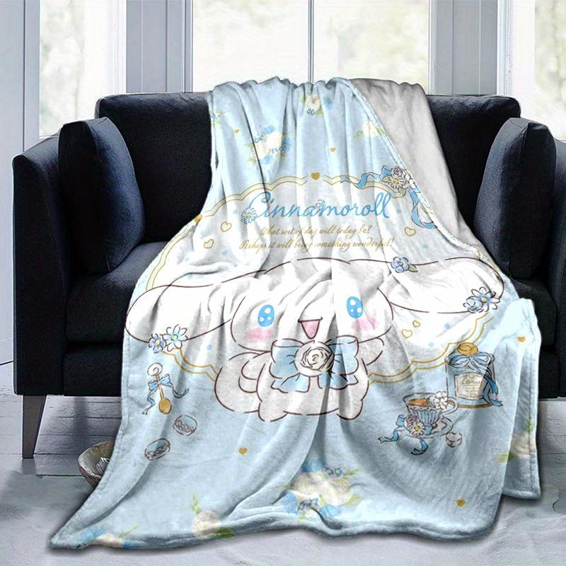 1pc, Sanrio Cinnamoroll Home Decor Flannel Blanket: Perfect Gift for Bedroom, Living Room, Travel, Camping, Car, Beach, Office Naps, Ideal Sofa Blanke