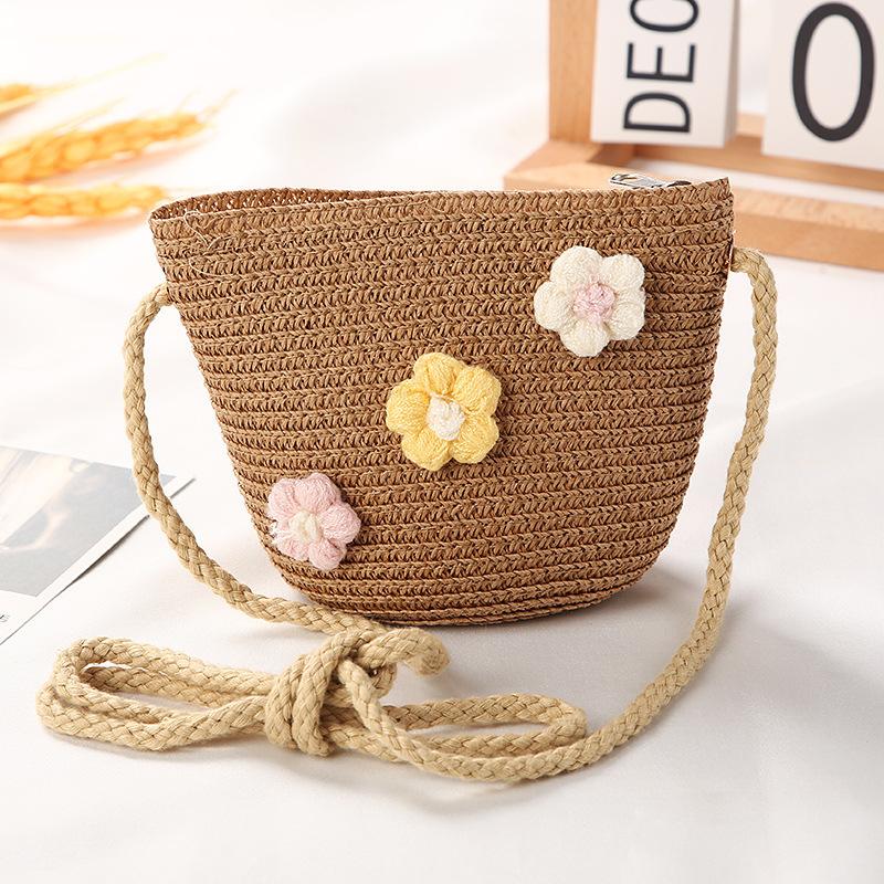 Kids Girls Flower Summer Caps Fashion Children Sunscreen Sun Hat Straw Hat Bag for Beach Baby Accessories for 2-8 Years Kids