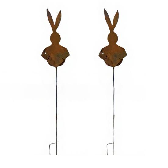 Plantação de Metal Vintage em Forma de Coelho para Páscoa, Estaca de Jardim, Silhueta de Coelho Rústica, Decoração de Quintal com Acabamento em Pátina para Jardim Externo, Plantas de Flores da Primavera