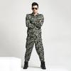 2Pcs/Set Lapel Long Sleeve Zipper Buttons Placket Cargo Coat Pants Men Multi Pockets Camouflage Print Work Training Outfit Male Clothing