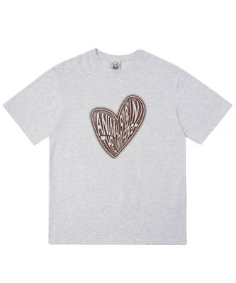 MATCHGLOBE Knust Hjerte Oversized T-shirt (Lys Melange)