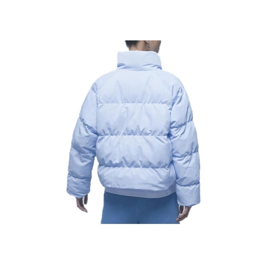 Jordan Flight Logo Embroidered Stand Collar Zip Water-Resistant Cotton Jacket Women Outerwear Ice-Blue DR0547-411