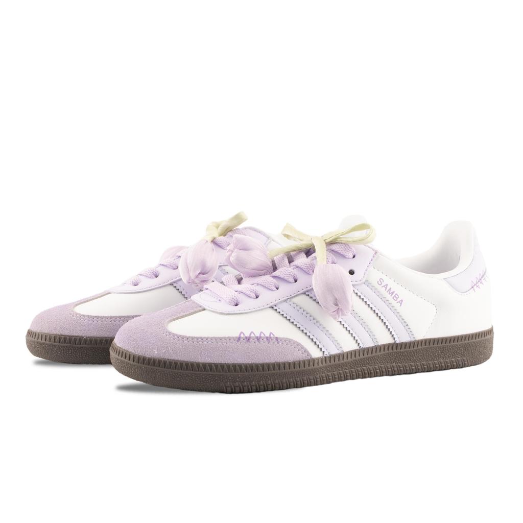 adidas Originals SAMBA OG Tulip Tales Abrasion Resistant Low Top Skateboard Shoes Unisex Light Purple B75806(Team1303- )