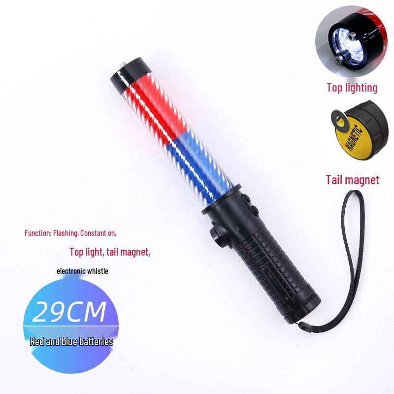 Rechargeable LED Traffic Baton with Emergency Whistle and Flashing Strobe