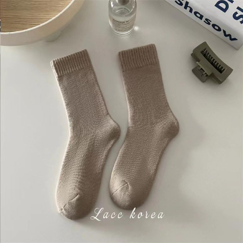 1 Pair Retro Women Loose Socks Japanese Style Autumn Winte Solid Color Floor Sock Soft Warm For Female House Sleeping Floor Sox